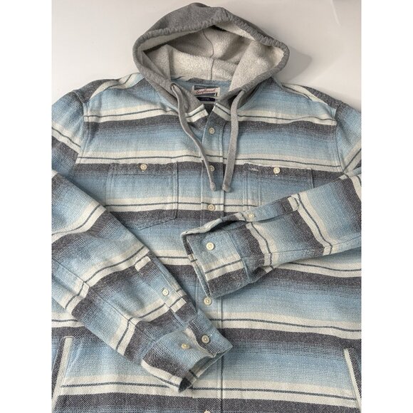 Johnnie O Surflannel Carver Button Up Hoodie Men’s 2XL Blue Shacket Surf Shirt - Picture 4 of 16